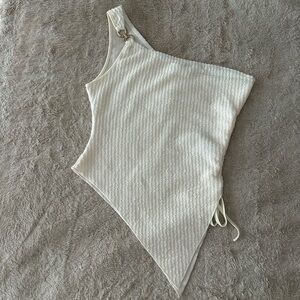 Elegant Cream Asymmetrical Women Top